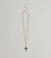 Glam Trend Gemstone Cross Chain Necklace